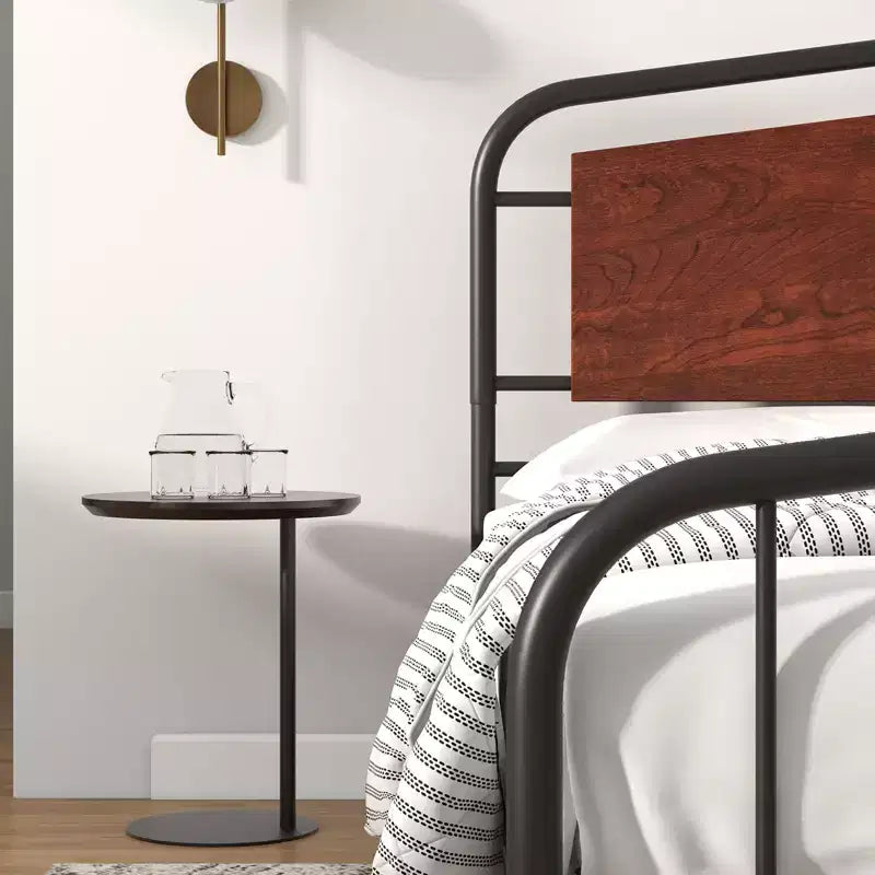 Full Size Bed Frame with Wooden Headboard and Footboard, Heavy Duty Platform Bed with Under-Bed Storage, Solid Metal Construction, Easy Assembly