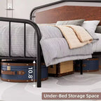 Full Size Bed Frame with Wooden Headboard and Footboard, Heavy Duty Platform Bed with Under-Bed Storage, Solid Metal Construction, Easy Assembly