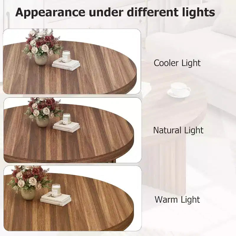 33.4 Small Round Coffee Table - 1.3 Thick Top with Fluted Legs, Accent Cocktail Table for Living Room Bedroom Easy Assembly