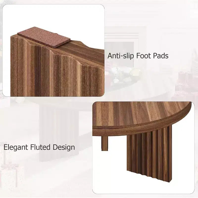 33.4 Small Round Coffee Table - 1.3 Thick Top with Fluted Legs, Accent Cocktail Table for Living Room Bedroom Easy Assembly