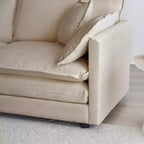 Homy Casa Modular U-Shaped Chenille Sectional Sofa with Reversible Ottomans, Deep Cushioned Comfort, Beige