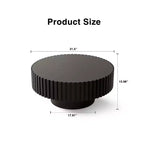 Round Coffee Table with Handcrafted Olive-Shaped Relief and Sturdy Pedestal Base