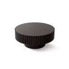 Round Coffee Table with Handcrafted Olive-Shaped Relief and Sturdy Pedestal Base