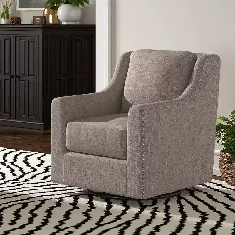 Halden Nailhead Swivel Accent Chair - iNSPIRE Q