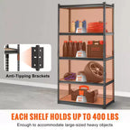VEVOR Storage Shelving Unit, 5-Tier Adjustable, 2000 lbs Capacity, Heavy Duty Garage Shelves Metal Organizer Utility Rack, Black, 35L x 18W x 71H
