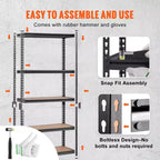 VEVOR Storage Shelving Unit, 5-Tier Adjustable, 2000 lbs Capacity, Heavy Duty Garage Shelves Metal Organizer Utility Rack, Black, 35L x 18W x 71H
