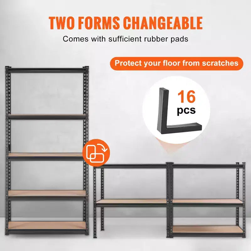 VEVOR Storage Shelving Unit, 5-Tier Adjustable, 2000 lbs Capacity, Heavy Duty Garage Shelves Metal Organizer Utility Rack, Black, 35L x 18W x 71H