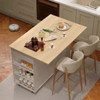 COZONY Rolling Kitchen Island Cart with Drop Leaf, Kitchen Storage Cabinet on Wheels with Drawers, Spice Rack & Towel Bar