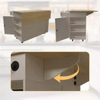 COZONY Rolling Kitchen Island Cart with Drop Leaf, Kitchen Storage Cabinet on Wheels with Drawers, Spice Rack & Towel Bar