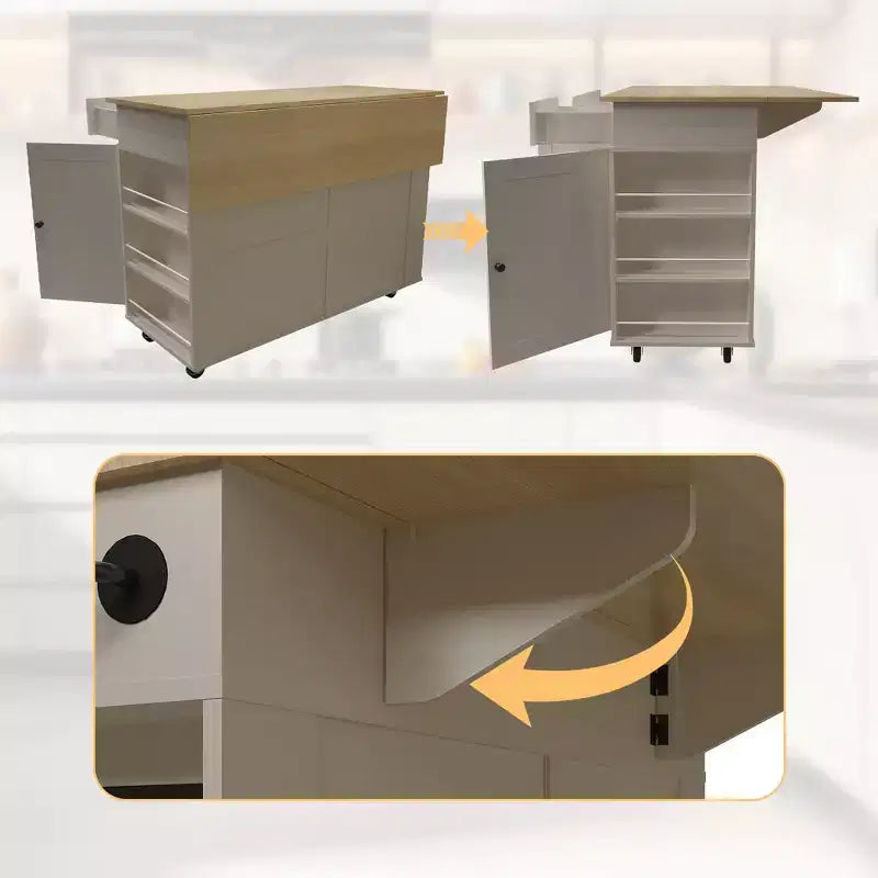 COZONY Rolling Kitchen Island Cart with Drop Leaf, Kitchen Storage Cabinet on Wheels with Drawers, Spice Rack & Towel Bar