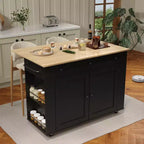 COZONY Rolling Kitchen Island Cart with Drop Leaf, Kitchen Storage Cabinet on Wheels with Drawers, Spice Rack & Towel Bar