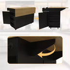 COZONY Rolling Kitchen Island Cart with Drop Leaf, Kitchen Storage Cabinet on Wheels with Drawers, Spice Rack & Towel Bar