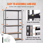 VEVOR Storage Shelving Unit, 5-Tier Adjustable, 2000 lbs Capacity, Heavy Duty Garage Shelves Metal Organizer Utility Rack, Black, 18D x 48W x 72H