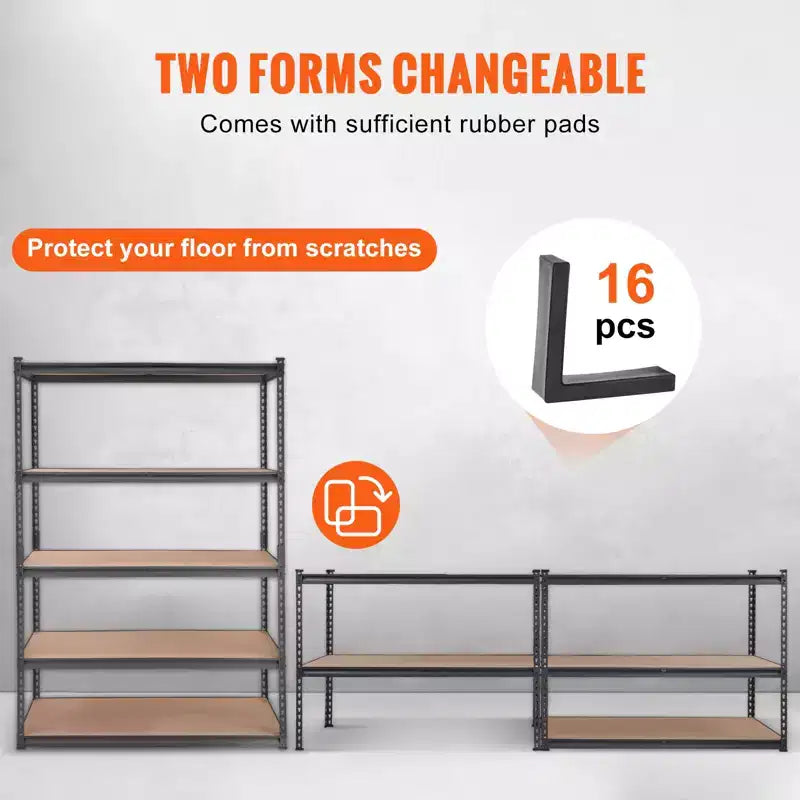 VEVOR Storage Shelving Unit, 5-Tier Adjustable, 2000 lbs Capacity, Heavy Duty Garage Shelves Metal Organizer Utility Rack, Black, 18D x 48W x 72H