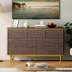 COZONY 54 Wide Fluted 7 Drawer Dresser, Modern Wood Storage Cabinet with Curved Design & Metal Handles for Bedroom Living Room