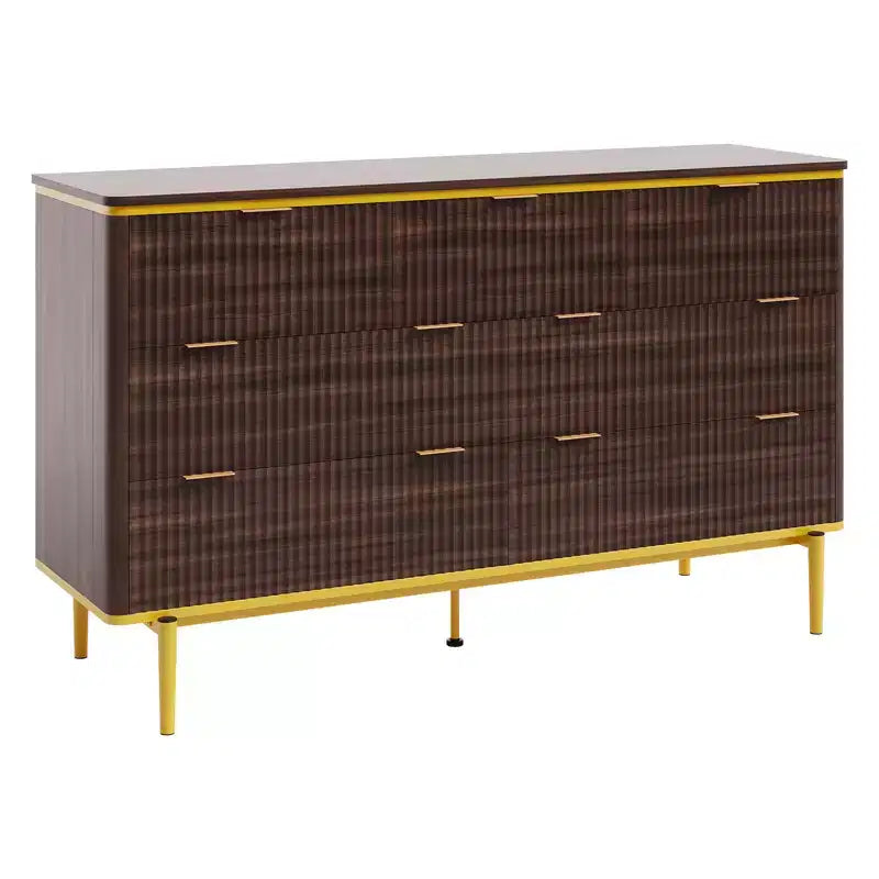 COZONY 54 Wide Fluted 7 Drawer Dresser, Modern Wood Storage Cabinet with Curved Design & Metal Handles for Bedroom Living Room