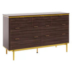 COZONY 54 Wide Fluted 7 Drawer Dresser, Modern Wood Storage Cabinet with Curved Design & Metal Handles for Bedroom Living Room