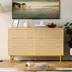 COZONY 54 Wide Fluted 7 Drawer Dresser, Modern Wood Storage Cabinet with Curved Design & Metal Handles for Bedroom Living Room