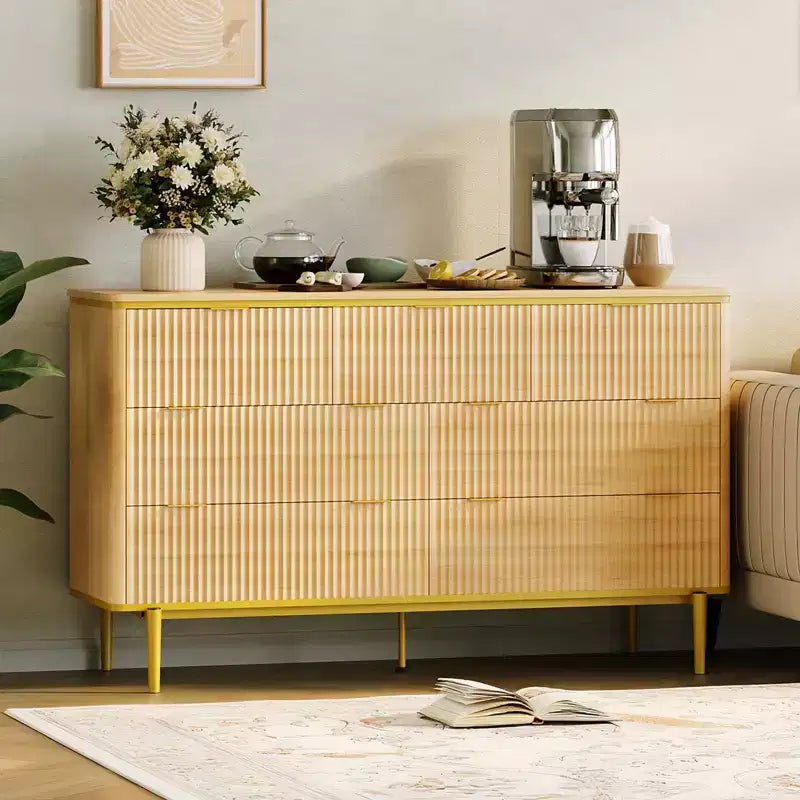 COZONY 54 Wide Fluted 7 Drawer Dresser, Modern Wood Storage Cabinet with Curved Design & Metal Handles for Bedroom Living Room