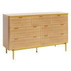 COZONY 54 Wide Fluted 7 Drawer Dresser, Modern Wood Storage Cabinet with Curved Design & Metal Handles for Bedroom Living Room
