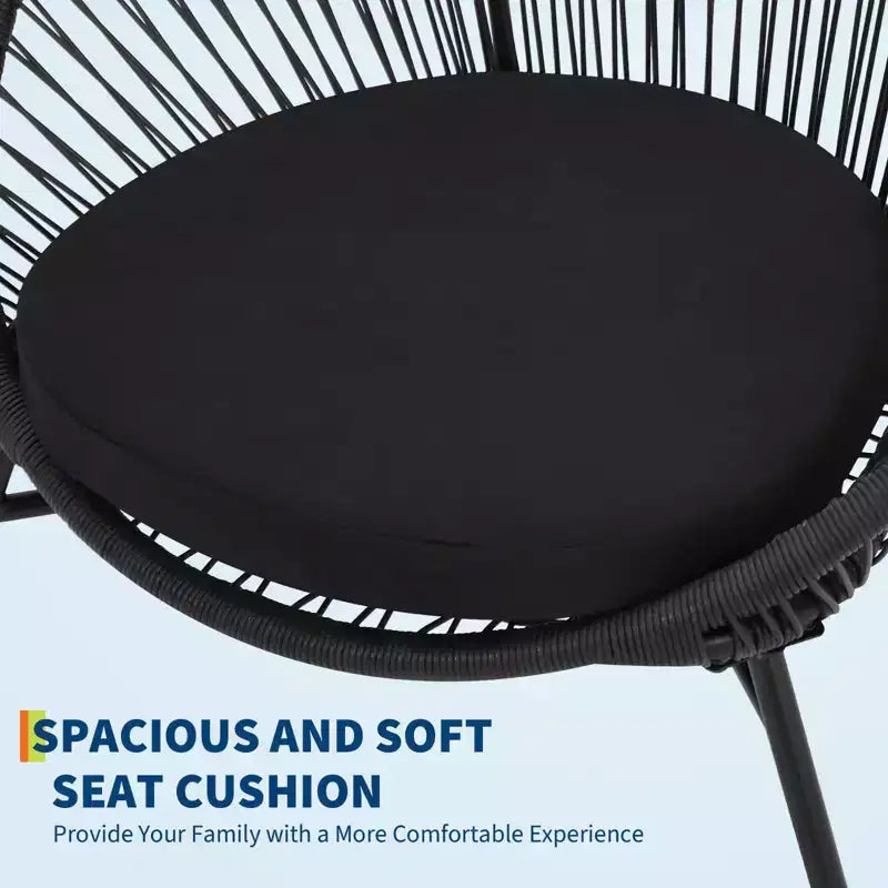 3-Piece Outdoor Rattan Bistro Set with 2 Cushioned Chairs & Tempered Glass Table, Weather-Resistant PE Wicker Patio Furniture for Porch, Garden