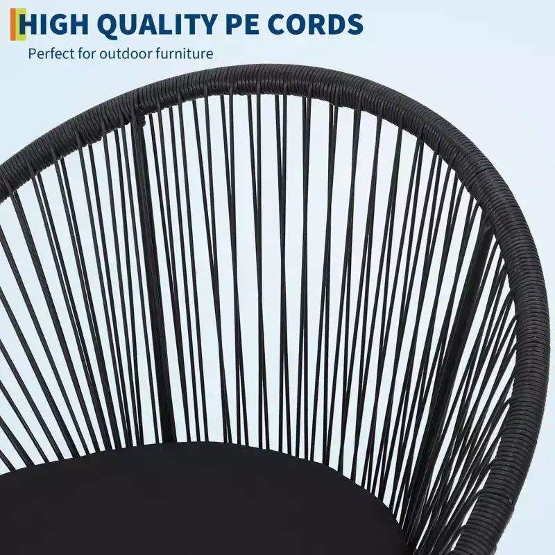 3-Piece Outdoor Rattan Bistro Set with 2 Cushioned Chairs & Tempered Glass Table, Weather-Resistant PE Wicker Patio Furniture for Porch, Garden