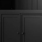 78.75'' Tall Bookcase, Display Cabinet with 5-Color Adjustable LED Ceiling Light & Tempered Glass Shelves, Retro Style - ModernLuxe