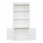 78.75'' Tall Bookcase, Display Cabinet with 5-Color Adjustable LED Ceiling Light & Tempered Glass Shelves, Retro Style - ModernLuxe
