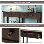 58in Rustic Console Table with Two Drawers and Shelf, Vintage Sofa End Table for Living Room Entryway