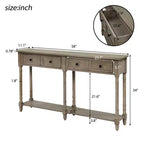 58in Rustic Console Table with Two Drawers and Shelf, Vintage Sofa End Table for Living Room Entryway