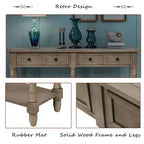 58in Rustic Console Table with Two Drawers and Shelf, Vintage Sofa End Table for Living Room Entryway