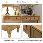 58in Rustic Console Table with Two Drawers and Shelf, Vintage Sofa End Table for Living Room Entryway