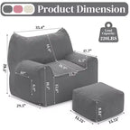 Hommpa Cat Shaped Ergonomic Corduroy Bean Bag Chair with Ottoman for Adults - Plush Ergonomic Lounge Sofa, Gaming & Relaxation Seat