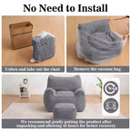 Hommpa Cat Shaped Ergonomic Corduroy Bean Bag Chair with Ottoman for Adults - Plush Ergonomic Lounge Sofa, Gaming & Relaxation Seat