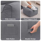 Hommpa Cat Shaped Ergonomic Corduroy Bean Bag Chair with Ottoman for Adults - Plush Ergonomic Lounge Sofa, Gaming & Relaxation Seat