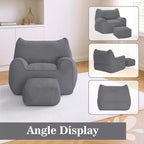 Hommpa Cat Shaped Ergonomic Corduroy Bean Bag Chair with Ottoman for Adults - Plush Ergonomic Lounge Sofa, Gaming & Relaxation Seat