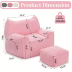 Hommpa Cat Shaped Ergonomic Corduroy Bean Bag Chair with Ottoman for Adults - Plush Ergonomic Lounge Sofa, Gaming & Relaxation Seat