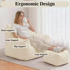 Hommpa Cat Shaped Ergonomic Corduroy Bean Bag Chair with Ottoman for Adults - Plush Ergonomic Lounge Sofa, Gaming & Relaxation Seat
