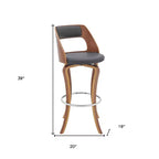 HomeRoots 29 Gray And Brown Faux Leather Swivel Bar Height Bar Chair