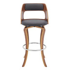 HomeRoots 29 Gray And Brown Faux Leather Swivel Bar Height Bar Chair