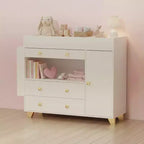 JVNOXK 54-inch Wide Dressing Table Modern Changing Table Wide tabletop design Three drawers Dresser with 12 drawers and storage shelves White