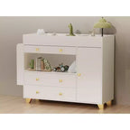 JVNOXK 54-inch Wide Dressing Table Modern Changing Table Wide tabletop design Three drawers Dresser with 12 drawers and storage shelves White