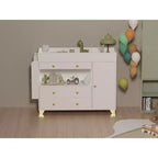 JVNOXK 54-inch Wide Dressing Table Modern Changing Table Wide tabletop design Three drawers Dresser with 12 drawers and storage shelves White