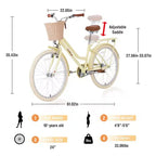 NAYSAYE 24 Inch Girls Cruiser Bike Speed Hybrid City Bicycle for Youth 7-10+ Years Old with Wicker Basket & Rear Rack, Kids Cycle Bikes