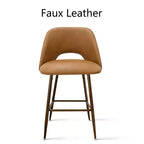 Set of 2 Mid-Century Faux Leather Counter Height Bar Stools, 26 Kitchen Island Chairs with Walnut Finish Metal Legs - Panipeachy