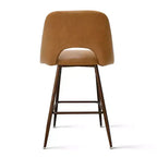Set of 2 Mid-Century Faux Leather Counter Height Bar Stools, 26 Kitchen Island Chairs with Walnut Finish Metal Legs - Panipeachy