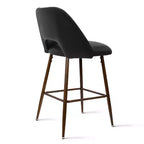 Set of 2 Mid-Century Faux Leather Counter Height Bar Stools, 26 Kitchen Island Chairs with Walnut Finish Metal Legs - Panipeachy