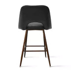 Set of 2 Mid-Century Faux Leather Counter Height Bar Stools, 26 Kitchen Island Chairs with Walnut Finish Metal Legs - Panipeachy