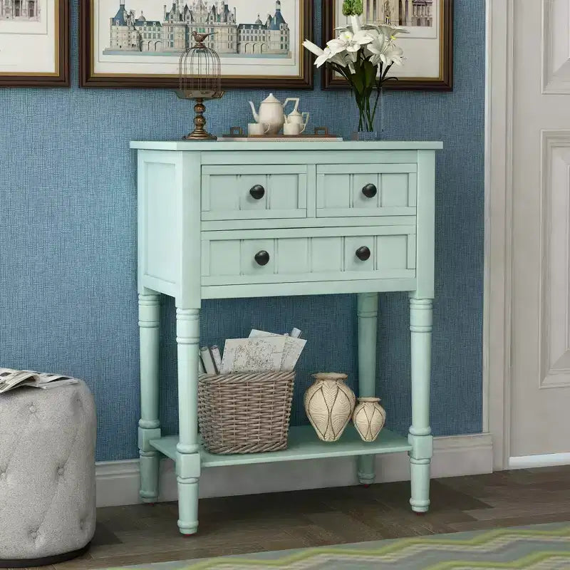 23.7in Narrow Console Table with 3 Drawers and Shelf, Sofa Table for Small Space Entryway or Living Room