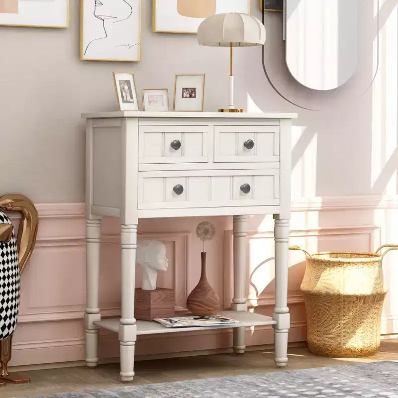 23.7in Narrow Console Table with 3 Drawers and Shelf, Sofa Table for Small Space Entryway or Living Room